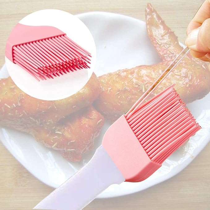 Pink Pastry Brush with Cooking Brush Scraper Silicone Baking Accessory 3 Pcs Set Silicone Baking Cooking Tool Spatula and Pastry Brush for Cake Cream Gadget