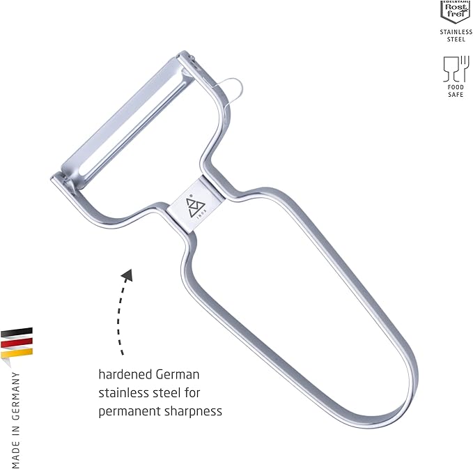 triangle Y-Peeler - 2 in (50 mm) - Stainless Steel Horizontal Straight Blade - Peeler for Hard-Skinned Fruits & Vegetables - Ergonomic Handle - Dishwasher Safe - Made in Germany