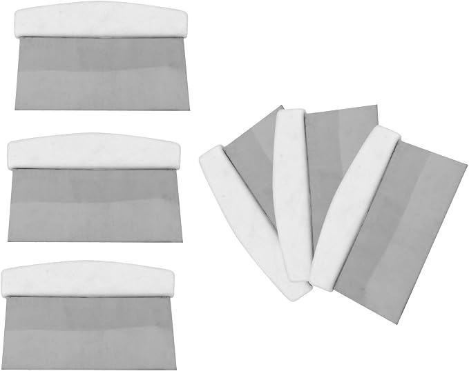 Stainless Steel Bench Scraper, Chopper Dough Scraper with White Handle for Bakeware (6)