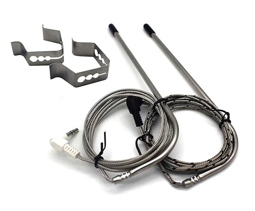 2-Pack Stainless Steel Meat Probe for All Traeger Controllers with Meat Probe Hole, PT1000 High-Temperature BBQ Waterproof Digital Thermostat Probe with Holder Clip