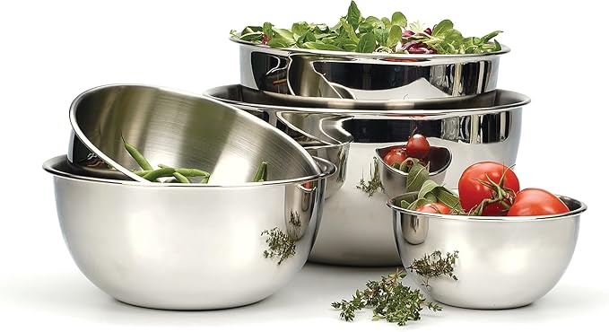 RSVP International Endurance Stainless Steel Mixing Bowls, 8 Quart