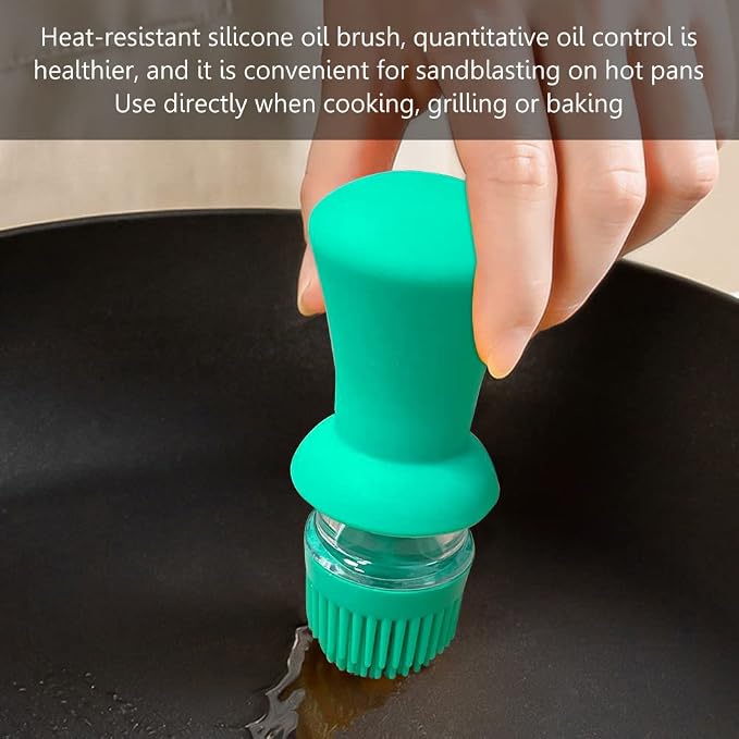 Oil Dispenser Bottle with Silicone Brush, 2 in 1 Dropper Measuring Glass Oil Bottle for Kitchen BBQ Grill Baking Air Fryer Oven (Green)