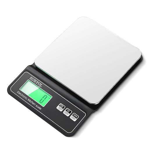Digital Food Scale 0.5g/0.1oz Kitchen Scale - 11lb 5 Units Tempered Glass & Stainless Steel - Food Weight Scale Grams and Ounces for Cooking, Baking