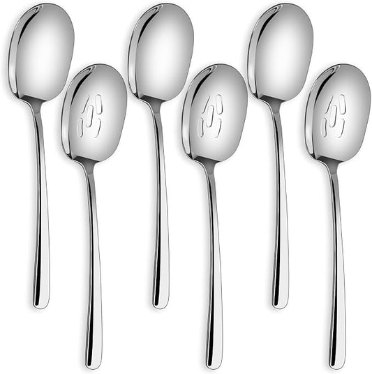 SOLEADER Extra Large Serving Spoons for Buffet, 12 Inch Stainless Steel Serving Spoons, Big Spoons for Serving Food, Pack of 6