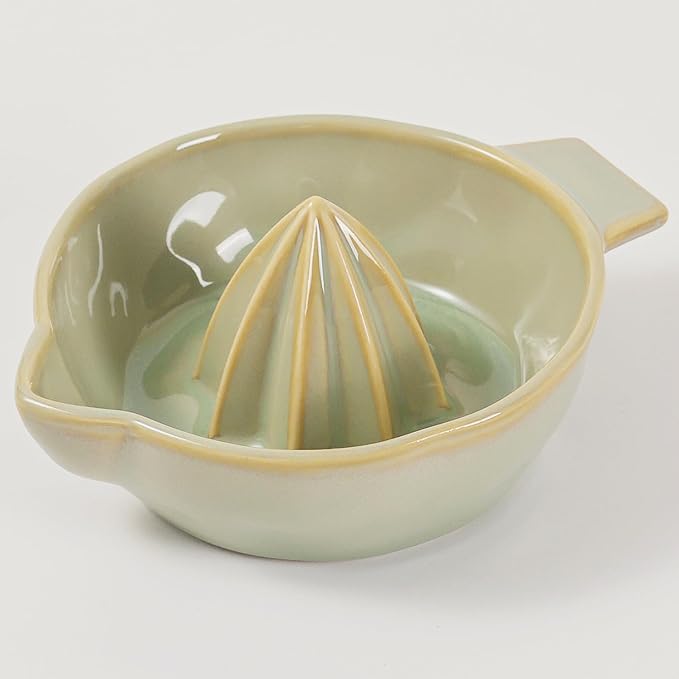 Ceramic Lemon Juicer Reamer Manual Citrus Lime Hand Squeezer Bowl with Handle and Pour Spout, Handheld, Easy to Use and Clean