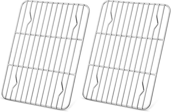 Homikit 2 Pack Cooling Rack for Baking, 8.7 * 6.3 Inch Mini Stainless Steel Metal Roasting Grilling Cooking Racks, Fits Small Toaster Oven, Dishwasher Safe, Heavy duty & Rust Resistant