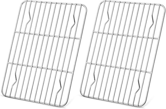 Homikit 2 Pack Cooling Rack for Baking, 8.7 * 6.3 Inch Mini Stainless Steel Metal Roasting Grilling Cooking Racks, Fits Small Toaster Oven, Dishwasher Safe, Heavy duty & Rust Resistant