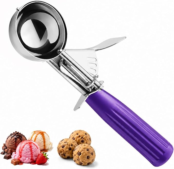 Ice Cream Scoop, Small Size Cookie Scoop Melon Baller Scoop with Trigger Release for Meatballs Melon, Ice Cream Scoop Stainless Steel Scoopers (Small Size - 1.46Tbsp)