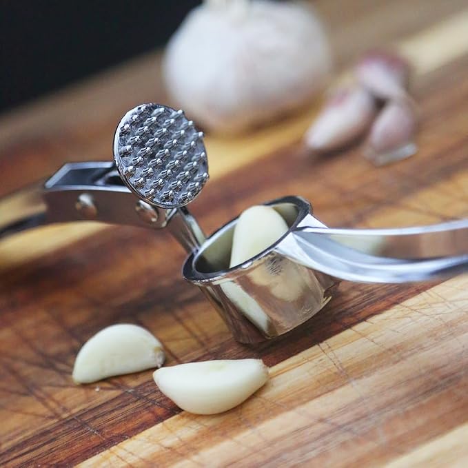 TRIXES Garlic Press, Steel Kitchen Utensil Ginger Mincer