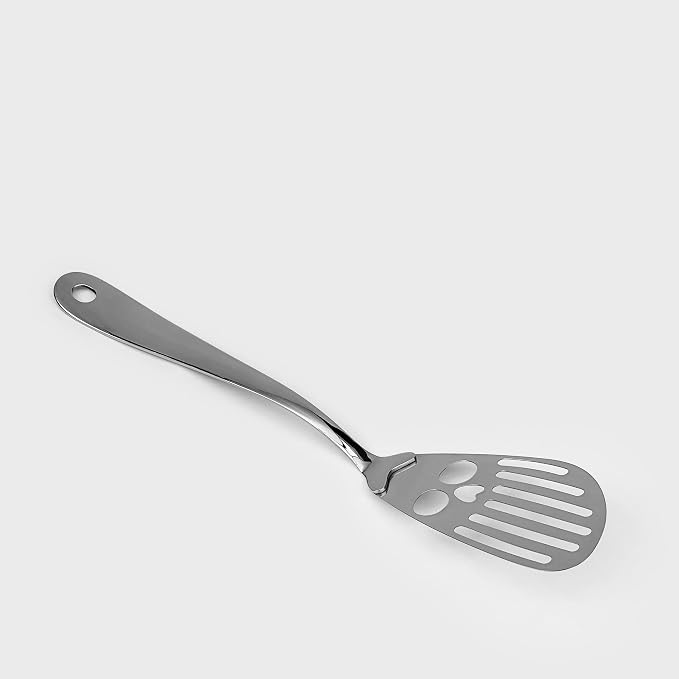 Suck UK Skull Cooking Spatula - Stainless Steel Slotted Spatula - Plastic Free Kitchen Utensil & Fish Slice - Metal Wok Turner & Flipper - Novelty Skull Gift for Gothic Home Decor & Creepy Chefs