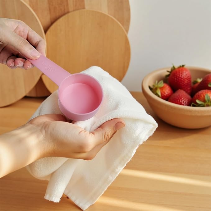 Inmorven 10pcs Measuring Cups and Spoons Set, BPA-Free Plastic Kitchen Baking Tools with Engraved Markings, Stackable Design for Dry & Liquid Ingredients (Pink)