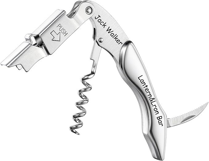 Fanery Sue Personalized Wine Opener - Custom Engraved Professional Corkscrews for Wine Bottles w/Foil Cutter and Cap Remover - Manual Wine Key