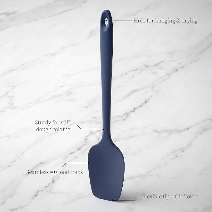 600ºF Heat Resistant Silicone Spatula Spoonula Set of 2, Blue | High Heat Food Safe Kitchen Use Scraper for Cooking Baking Mixing Scraping Stirring Cake Nonstick Cookware Pan Bowl