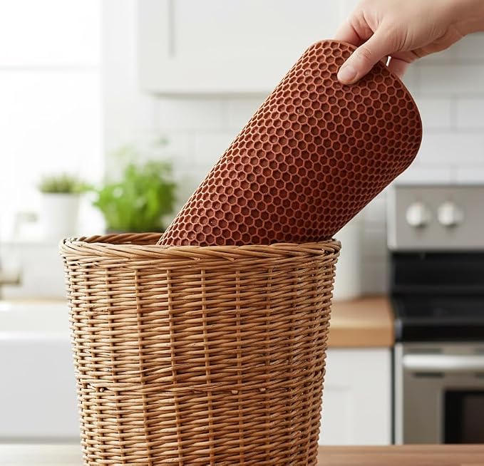 6-Pack Silicone Trivet Mats, Heat Resistant Hot Pads, Dishwasher Safe Kitchen Mats, BPA-Free Pot Holders for Table, Countertop, Stove, Honeycomb Design (Brown, 7“ Round)