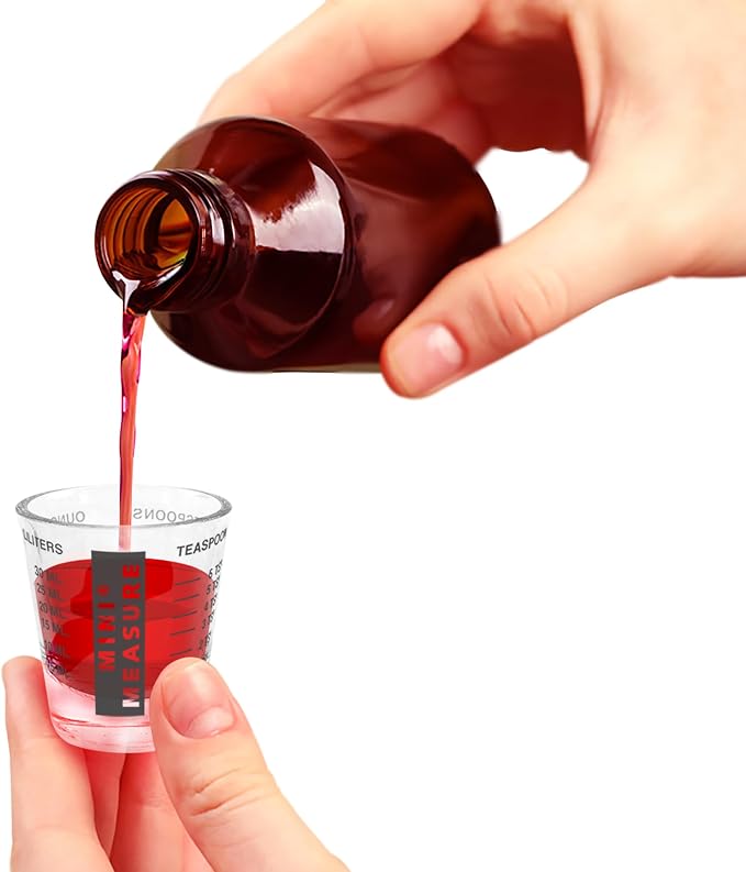 Kolder Mini Measure 20-Increment Measuring Shot Glass, for Multi-Purpose Liquid and Dry Ingredients, Red Black, Set of 2