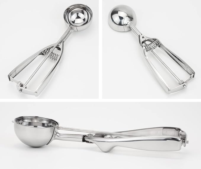 18/8 Stainless Steel Ice Cream Cupcake Muffin Scoop, 3.4 Tablespoon Cupcake Muffin Batter Dispenser