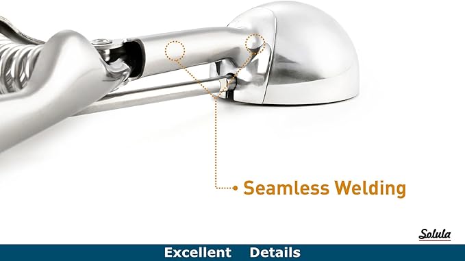Solula-Stainless-Small-Cookie-Scoop, Food-grade 18/8 Stainless Steel, Easy Squeeze Handle, Size 60