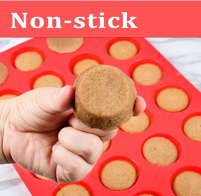 CAKETIME Silicone Muffin Pan Mini 24 Cups, 1 Pack Cupcake Pan, BPA Free | Nonstick, Food Grade Silicone Mold Baking Pan, Dishwasher Safe