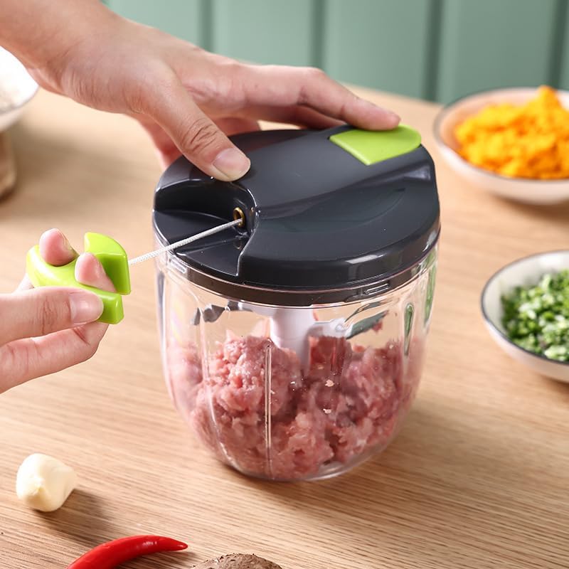 Manual Food Chopper Vegetable Processor - 900ml, Kitchen Cooking Tool