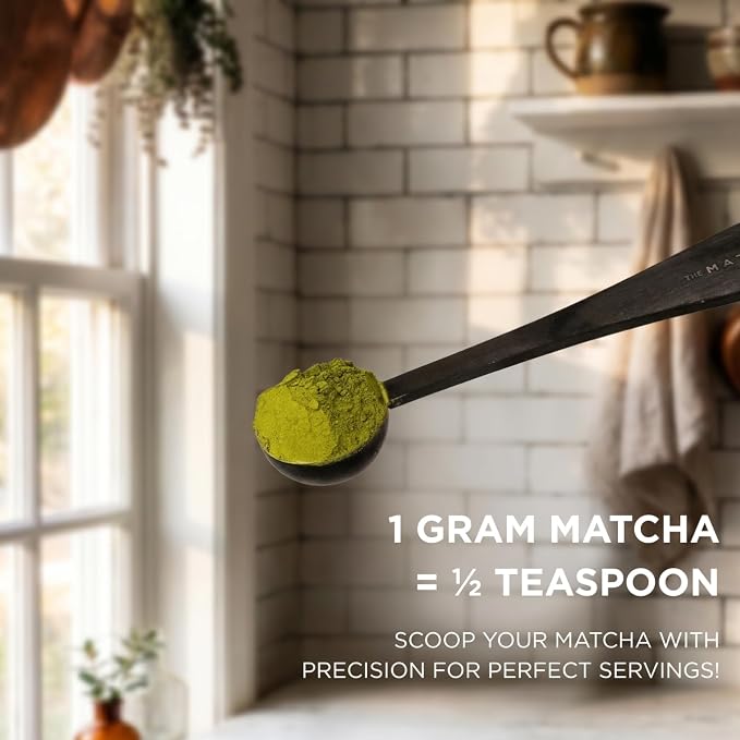 Black Matte Stainless Steel 1 Gram (1/2 Teaspoon) Matcha Measuring Spoon for Perfect Matcha Lattes.