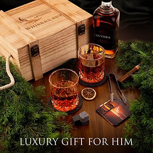 Whiskey Stones Set for Men Husband Dad Boyfriend Him for Birthday Wedding Anniversary Valentine's Day Drinking Gifts for Father's Day Housewarming, Special Present for Liquor Bourbon Scotch