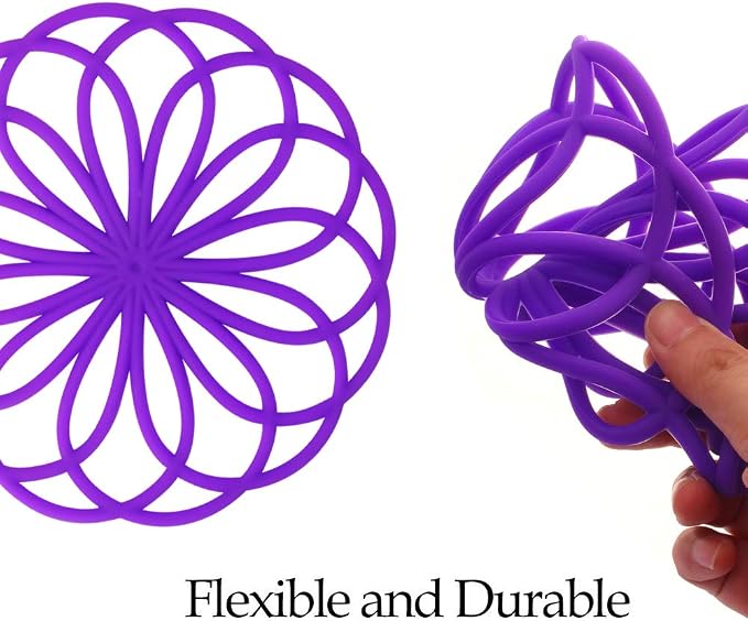 ME.FAN Silicone Trivet Mat - Kitchen Hot Pads for Pots & Dish - Insulated Teapot Trivet - Flexible, Durable, Non-Slip Large Coasters 3 Set Deep Purple