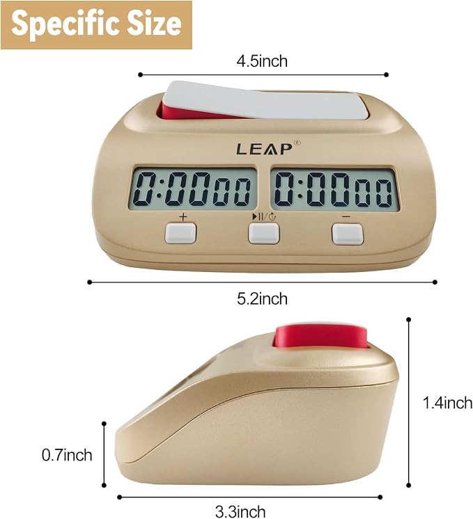LEAP Digital Chess Clock - Professional Timer with Alarm Function, Golden