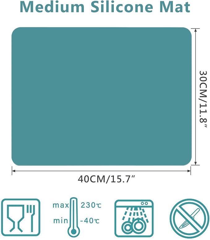 Gartful 3PCS Silicone Sheet for Crafts, Epoxy Resin Casting Molds Mat, Multi-Purpose Counter Protector, Table Saver Pad, Placemat, Art Mat, Nonskid Nonstick, Black Green (15.7 x 11.8 inches)