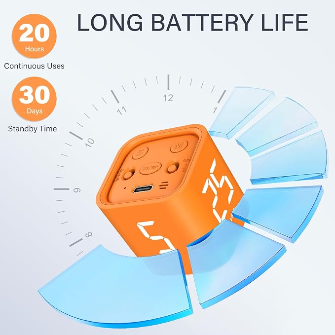 Rotating Pomodoro Timer 5, 25, 10 50 Minutes Preset, Desk Productivity Flip Timer, ADHD Tool Cube Countdown Stopwatch, Vibration/High/Low Volume/Custom Modes, for Work, Study, Back to School, Orange