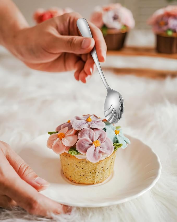 EUIRIO 5 PCS Serving Utensils Set, Large Stainless Steel Spoons Forks, Sugar Spoon and Butter Knife, Great for Hostess Buffet Catering Banquet Party, Mirror Polished, Dishwasher Safe, Silver