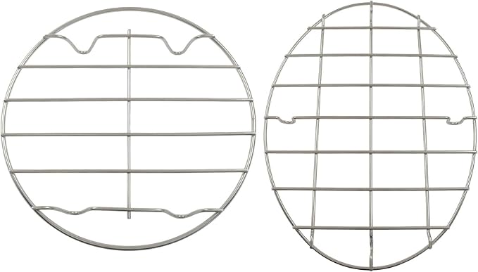 Murtenze 2 Pack Stainless Steel Cooling Rack, 11.3 x 8.3" Oval & 7.9" | Round Roasting Rack, Kitchen Baking, Roasting, Steaming