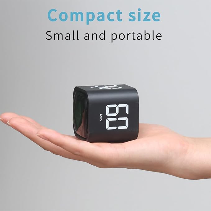 Qumox Pomodoro Timer, Cube Productivity Timer with Adjustable Sound and Vibration Alert, Ideal for Work, Office, ADHD, Study, and Tasks - 5/10/30/60 Minutes & Custom Countdown - Black