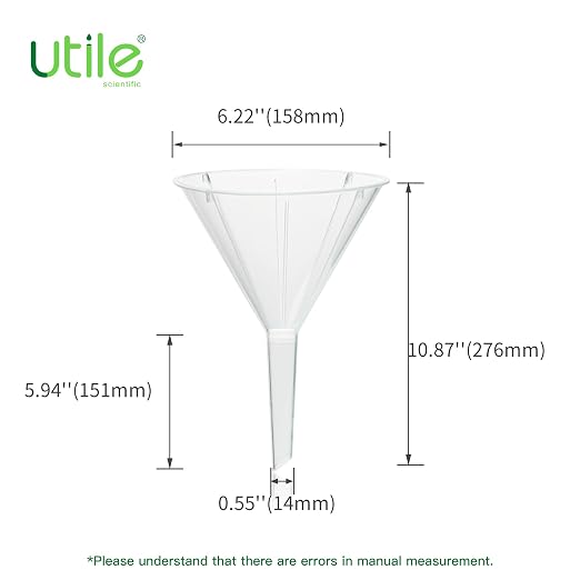 Utile 4pcs Plastic Analytical Funnel Set, PP Material, Top Diameter 98mm, Small Funnel for Lab Bottles, Recreational Activities 4512.0017.4