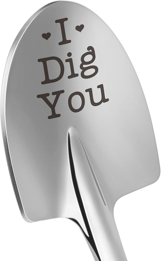 I Dig You Ice Cream Shovel Spoon - Funny White Elephant Gifts for Girlfriend, Boyfriend, Anniversary Birthday Gift for Men Women Christmas Stocking Stuffers for Coworker, Friend - Cute Dessert Spoon