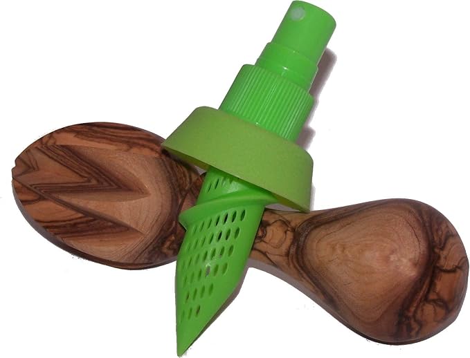Holy Land Market Lemon Juicers/First Citrus Reamer Carved in Hard Olive Wood from Bethlehem (5.5 Inches) and Second is Silicone Juice Sprayer juicer - Asfour Outlet Trademark