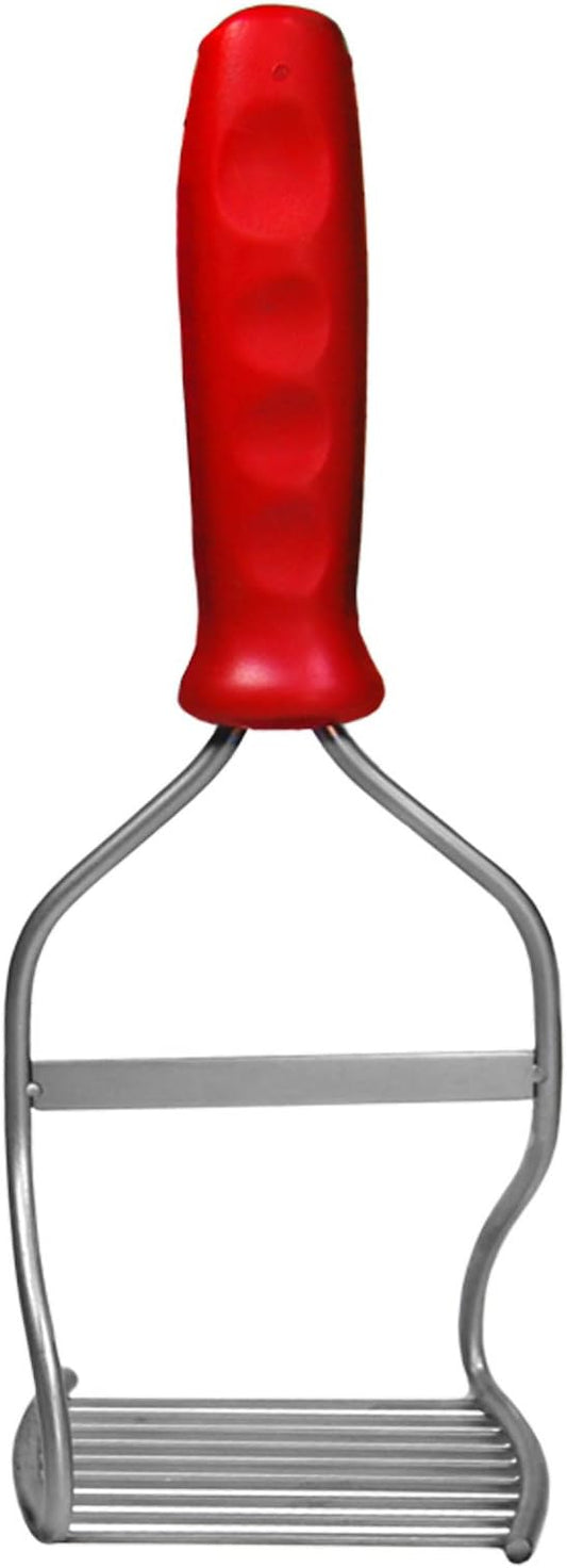 Diamond Series Masher - World's Best Handheld Masher and Blender - Stainless Steel Blades with Ergonomic Rubber Handle - Red