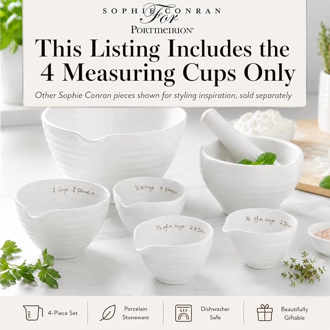 Portmeirion Sophie Conran White Measuring Cups,Set of 4