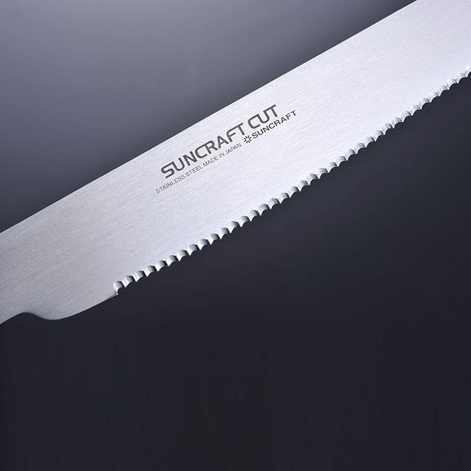 Suncraft HE-2101 Bread Knife, Smooth Bread Knife, Cleans Fresh Bread and Hard Bread, Loved by Professionals, Made in Japan