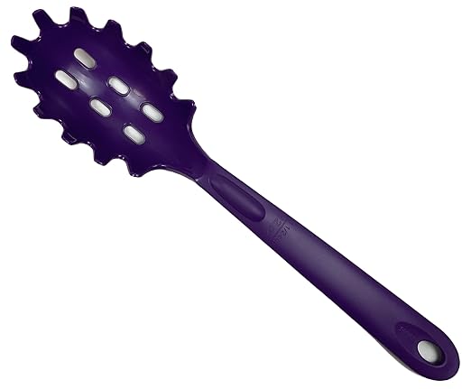 Rite-Size 12 oz. Spaghetti Pasta Spoon Server, Copolymer Plastic Heat Resistant Professional Cooking Tool, Purple