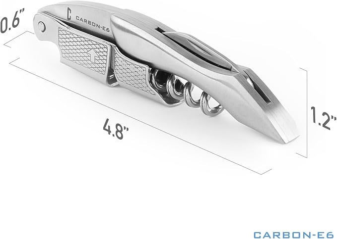 [2-Pack] CARBON-E6 Premium-Grade Waiter's Corkscrew Wine Bottle Opener (The ultimate tool for bartenders, servers, sommeliers, connoisseurs, enologists, and all wine enthusiasts)
