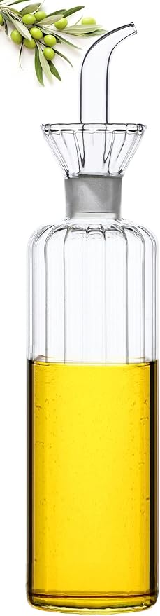 16 oz/480ml Non-Drip Olive Oil Dispenser Bottle 100% Glass Oil Carafe Decanter for Kitchen Oil & Vinegar Cruet for Cooking & BBQ