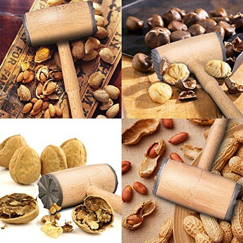 Two Sides Wooden Meat Tenderizers Mallet Pounder Kitchen Tool with Aluminum Alloy Heads for Tenderizing Steak Beef