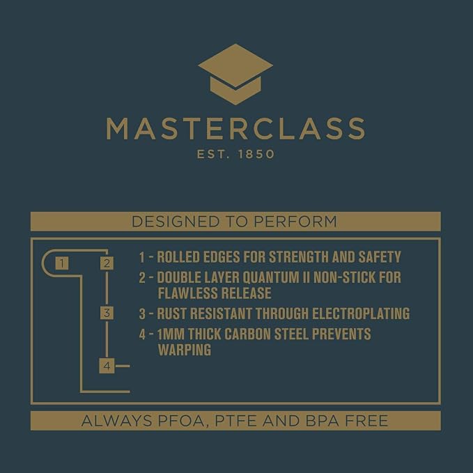 MasterClass Deep Muffin Tray/Yorkshire Pudding Tin, 6 Hole Non Stick Mould, Robust 1 mm Carbon Steel