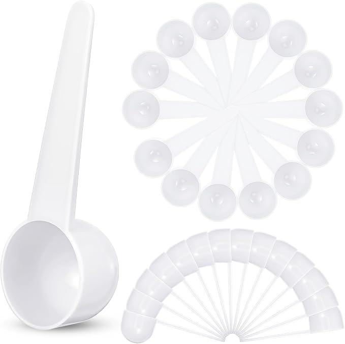 Meanplan 80 Pack Plastic Tablespoon Measuring Spoons Bulk (20 ml | 20 Cc | 1.33 Tablespoon | 4 Tsp) Coffee Scoops Teaspoon Pack for Measuring Coffee Tea Milk Grain Spices Protein Pet Food (White)
