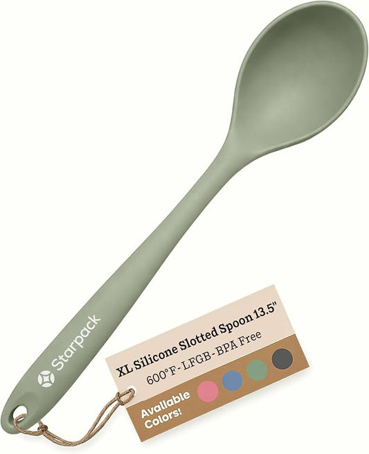 Starpack 'Winning Serve' XL Premium Silicone Serving Spoon (13.5") - Large Silicone Spoon for Cooking High Heat Resistant to 600°F - LFGB Grade Nonstick Mixing Spoons - Large Rubber Serving Spoons