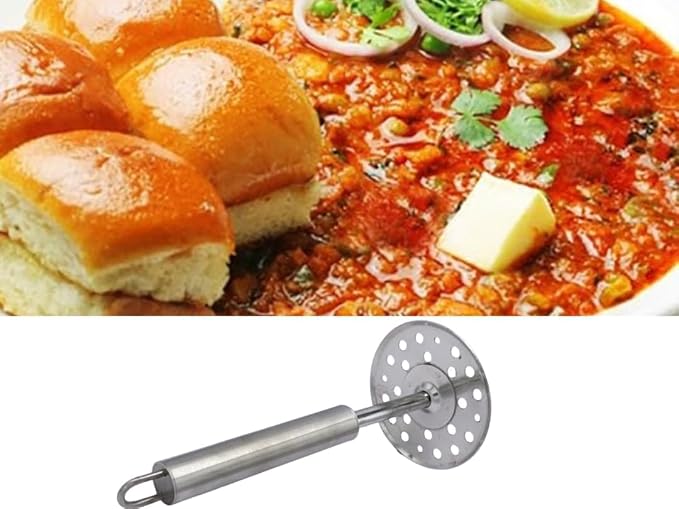 Heavy Duty Stainless Steel Potato & Vegetable Masher – Durable Kitchen Tool for Pav Bhaji, Baby Food, Fruits & More