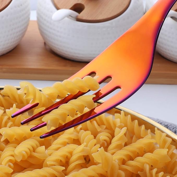 Long Handle Serving Set, 10 inch Stainless Steel Polished Serving Spoon, Fork, Slotted Spoons, Set of 3 (Multi)