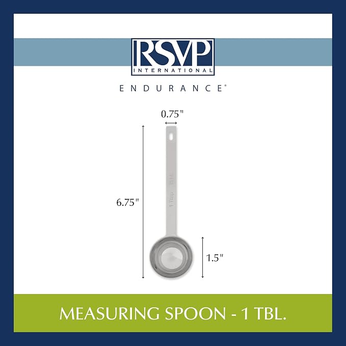 RSVP International Endurance Kitchen Collection Open Stock Measuring Spoon, Stainless Steel, Dishwasher Safe, 1-Tablespoon