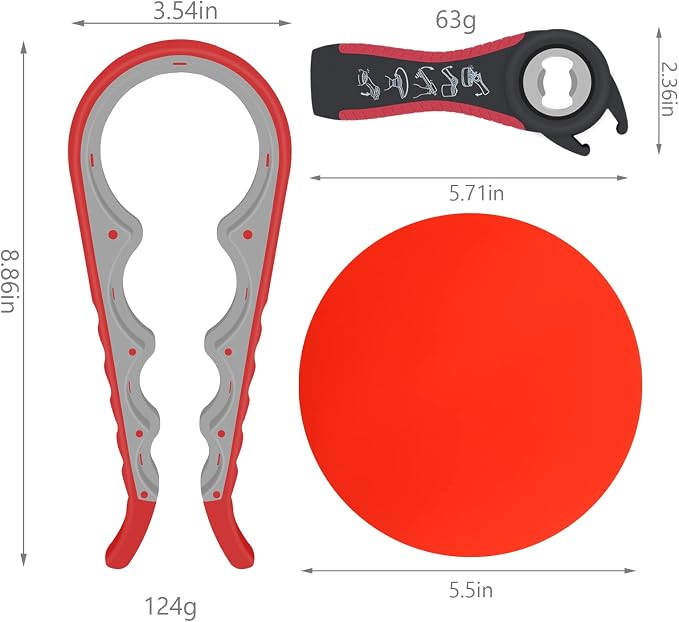 Jar Opener Bottle Opener for Weak Hands, 4&5 in 1 Multifunctional Non-Slip Can Lid Opener Tools with Silicone Jar Gripper Pad for Seniors, Children and Arthritic Hands(6-piece -set)