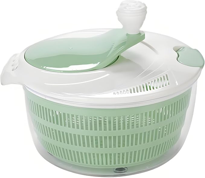 4.2L Green Salad Spinner & Lettuce Spinner for kitchen | BPA-FREE,Quick Drying,Dual Drainage Holes,Spinning Greens, Fruits, and Vegetables.